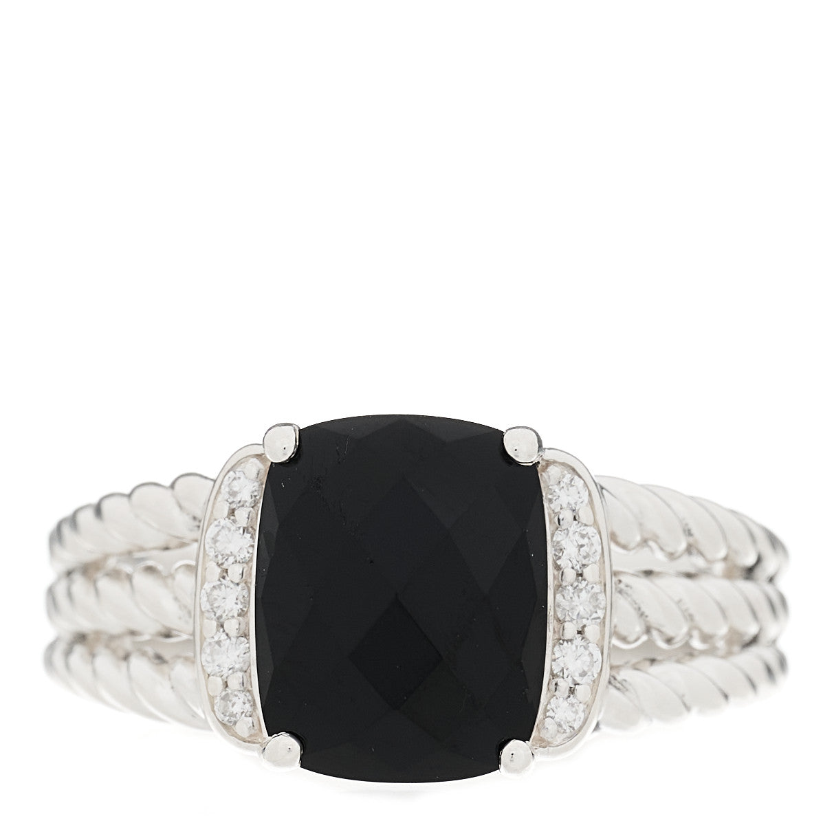 Sterling Silver Diamond Black Onyx 10mm Petite Wheaton Ring 54 6.75