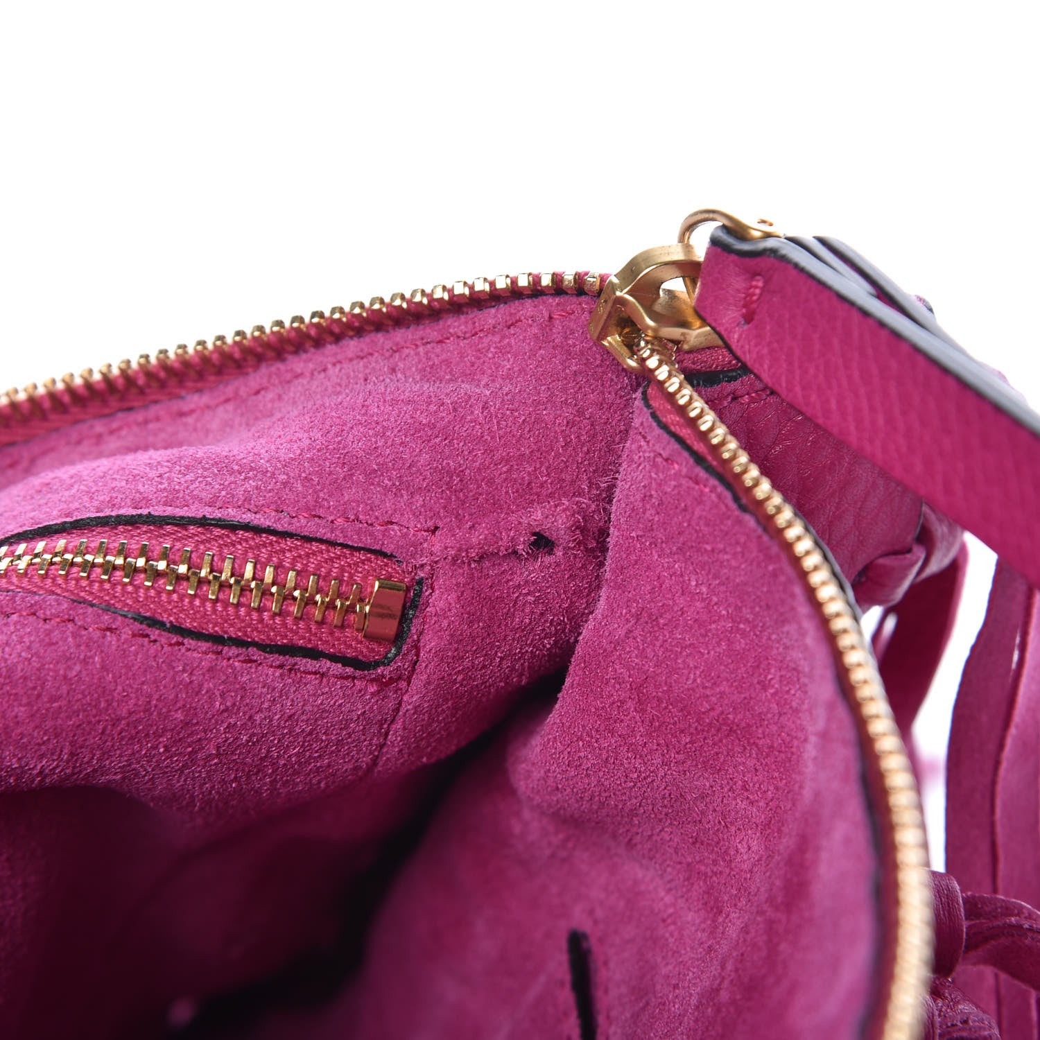 Valentino Garavani Grained Calfskin Rockee Fringe Clutch Fuxia 7 of 8