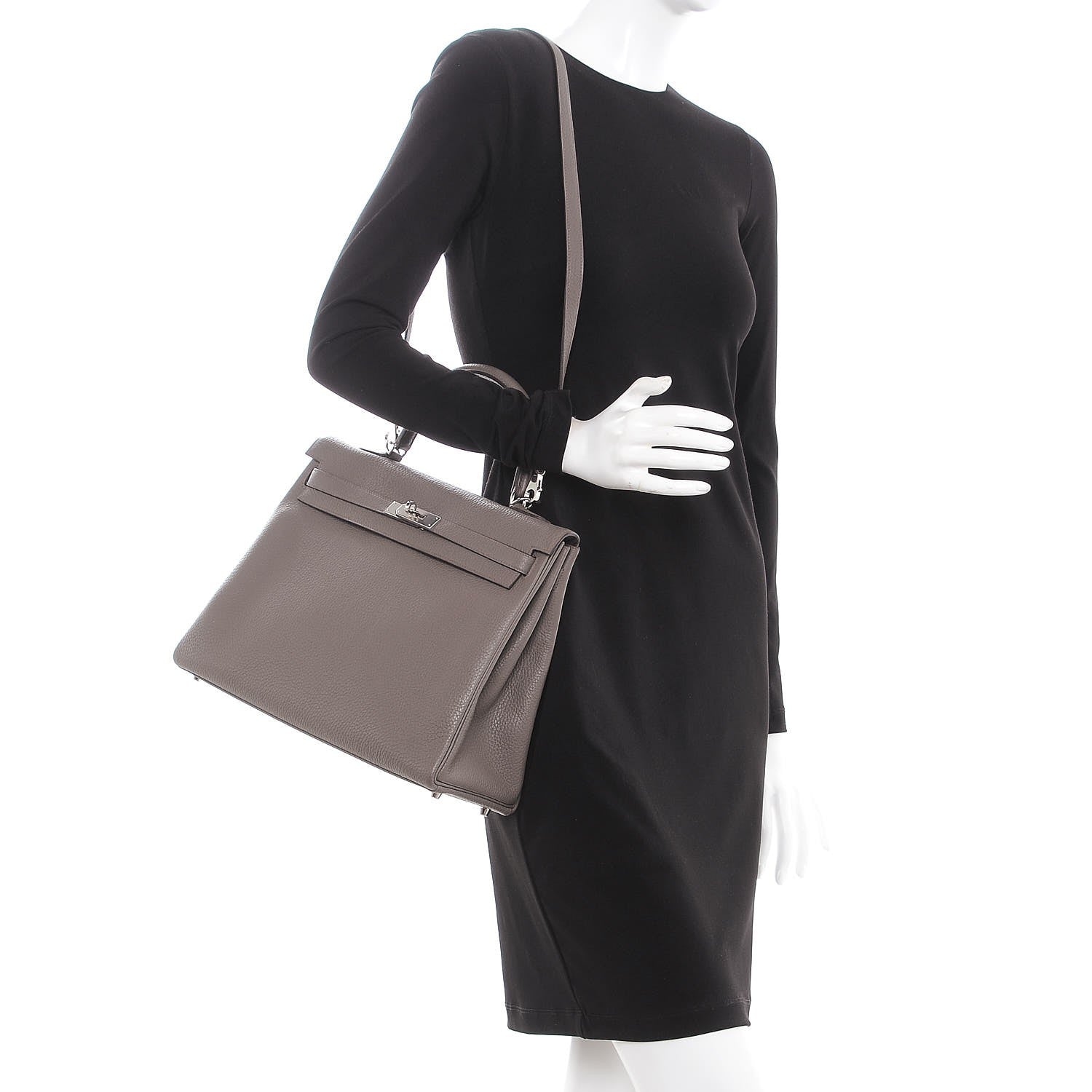 Hermes Taurillon Clemence Kelly Retourne 32 Etain 2 of 33