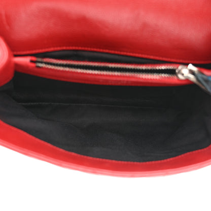 Saint Laurent Sheepskin Matelasse Chevron Monogram Medium College Bag Rouge 5 of 12