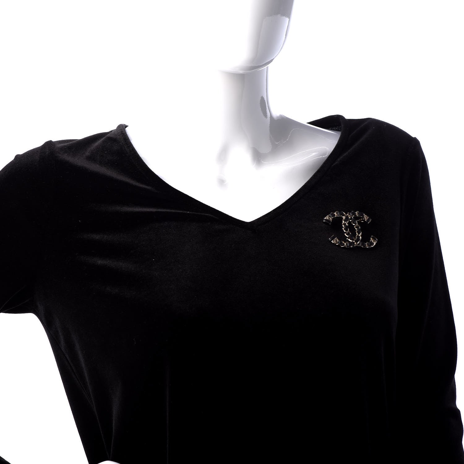 Chanel Lambskin Chain CC Brooch Black Gold 2 of 5