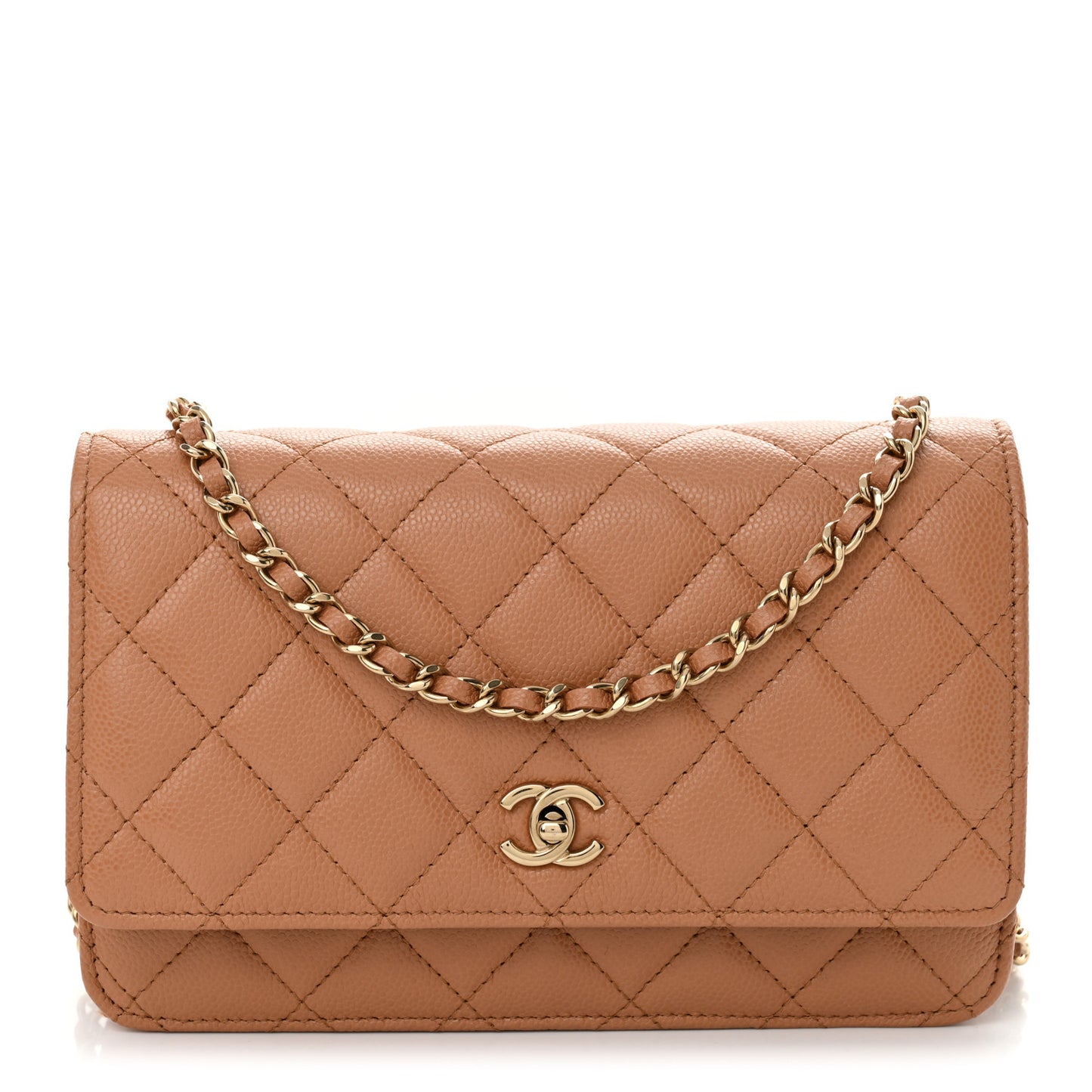 Caviar Quilted CC Turnlock Wallet On Chain WOC Brown