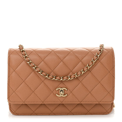 Chanel Caviar Quilted CC Turnlock Wallet On Chain WOC Brown 1 of 12