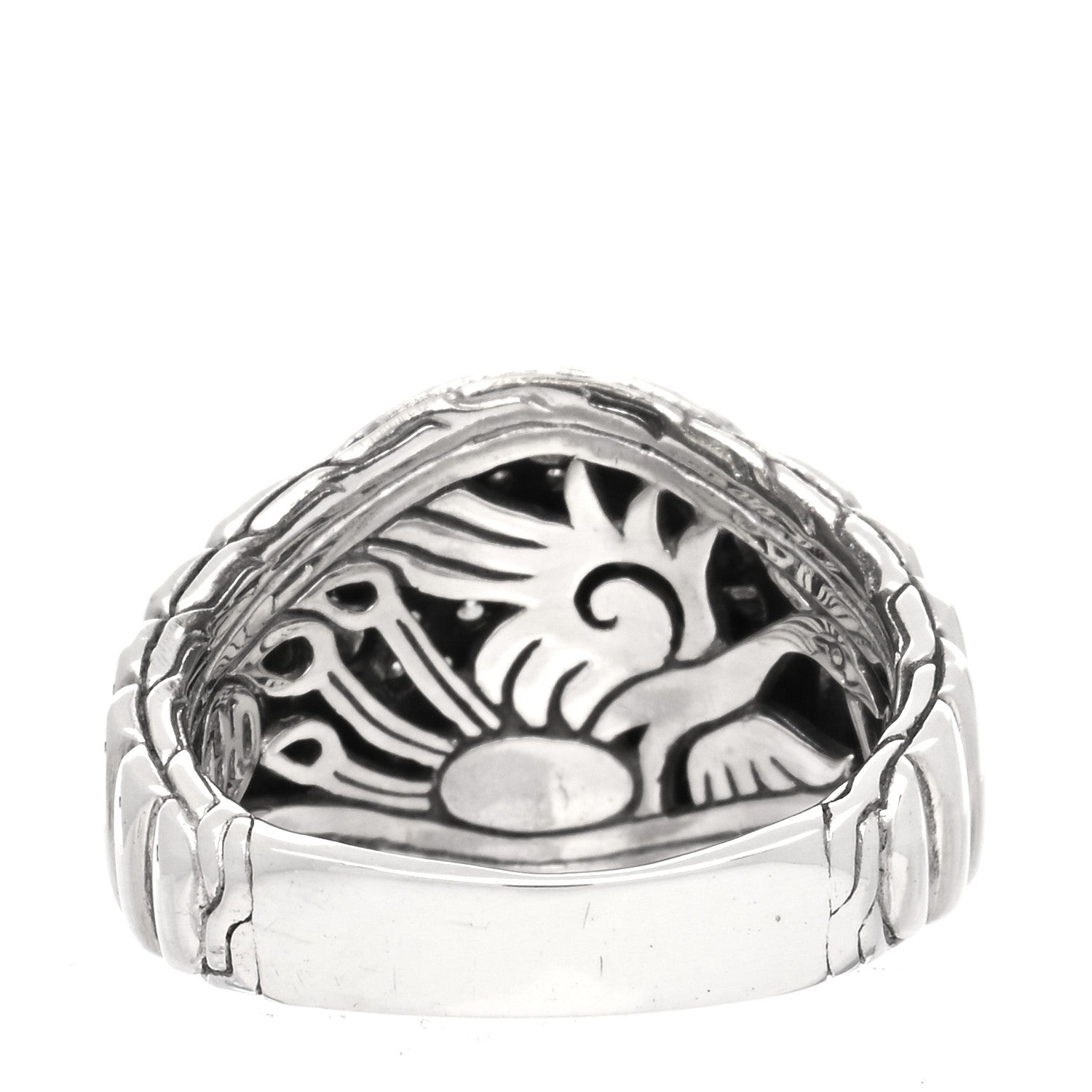 John Hardy Sterling Silver Diamond Bedeg Ring 57 8 3 of 5