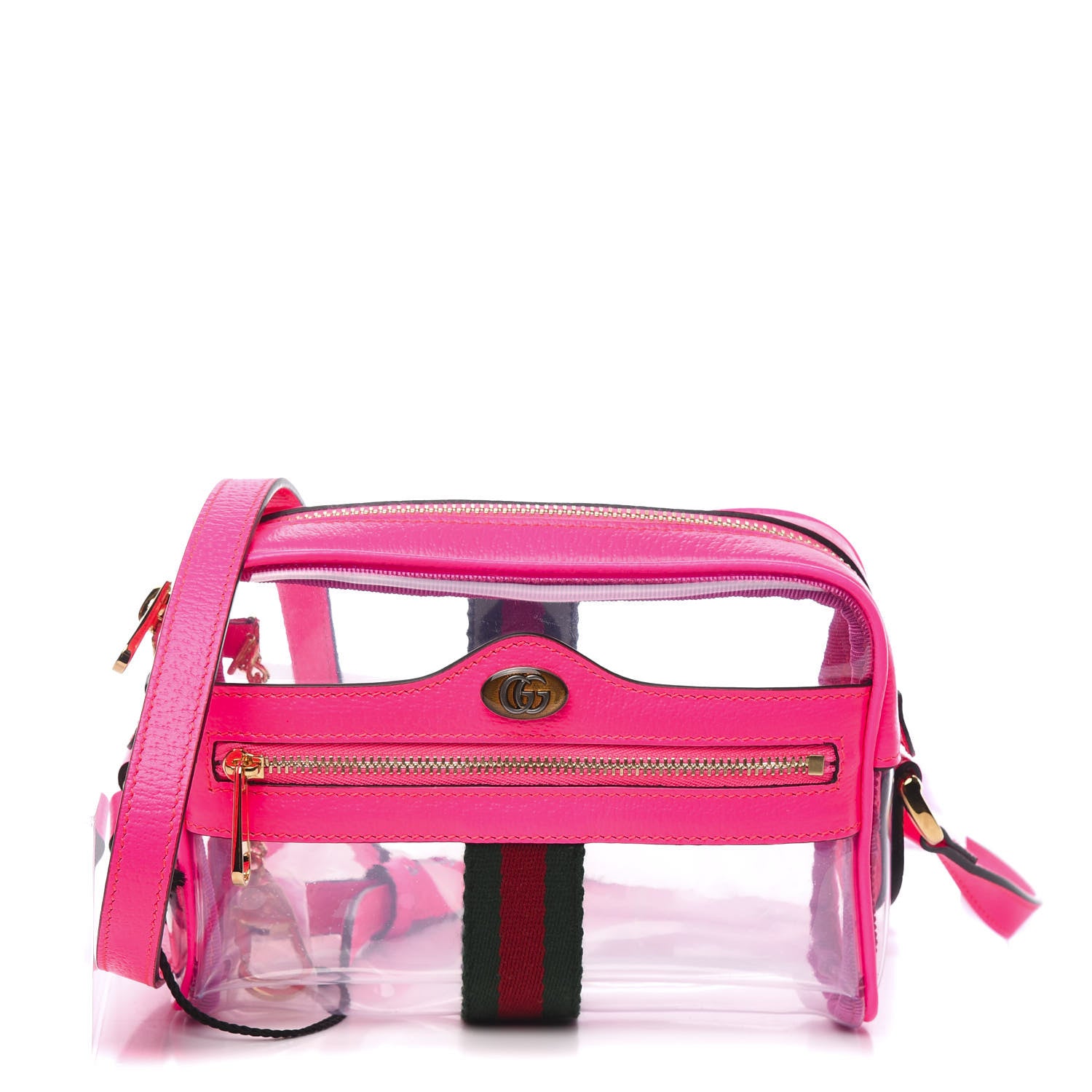 Gucci Vinyl Web Mini Ophidia Transparent Shoulder Bag Fluorescent Fuchsia 1 of 8