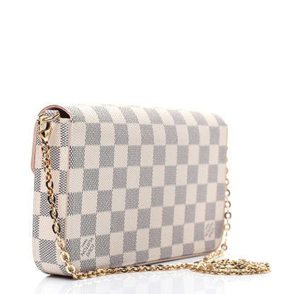 Louis Vuitton Damier Azur Pochette Felicie Chain Wallet Rose Ballerine 4 of 14
