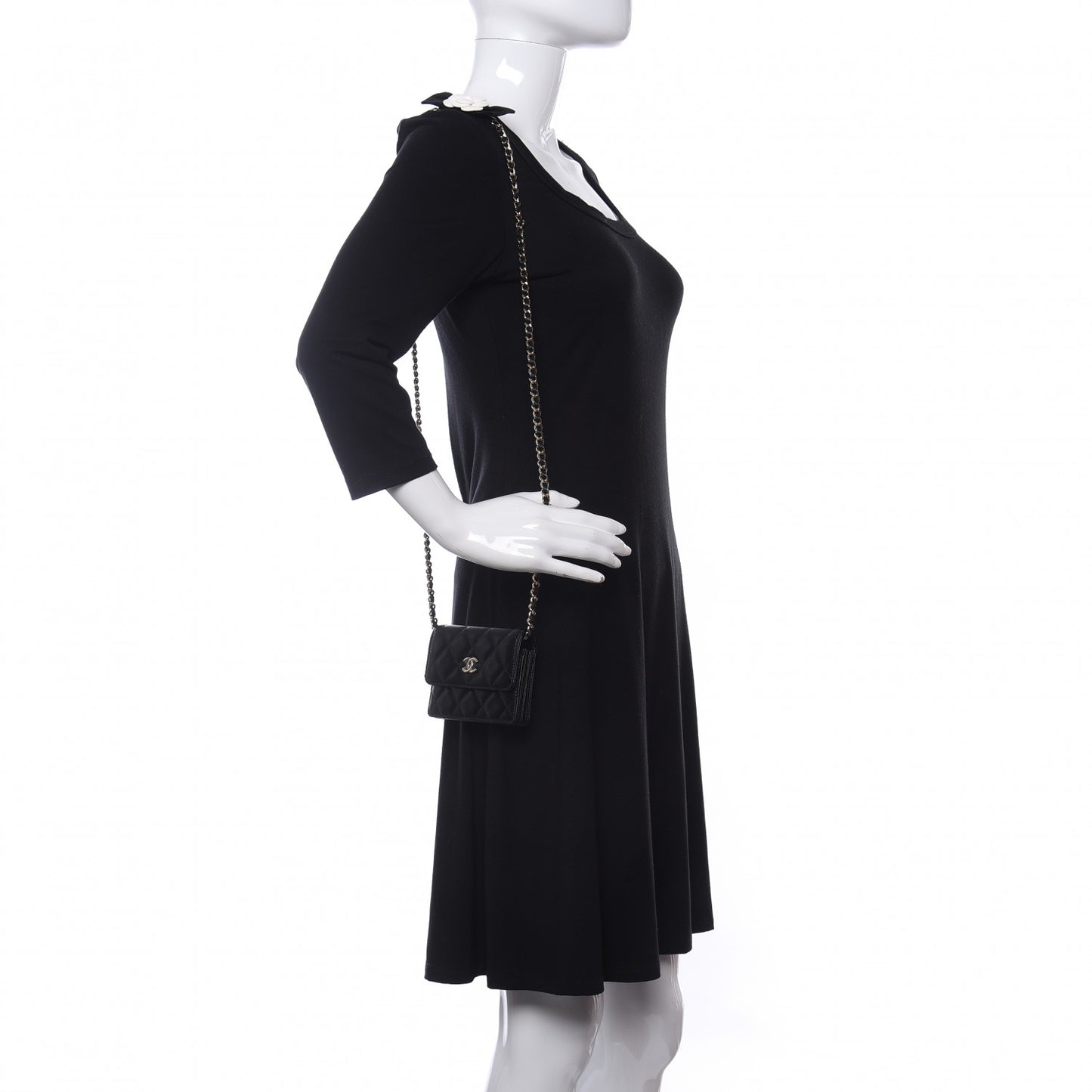 Lambskin Quilted My Chanel Lady Card Holder On Chain Black