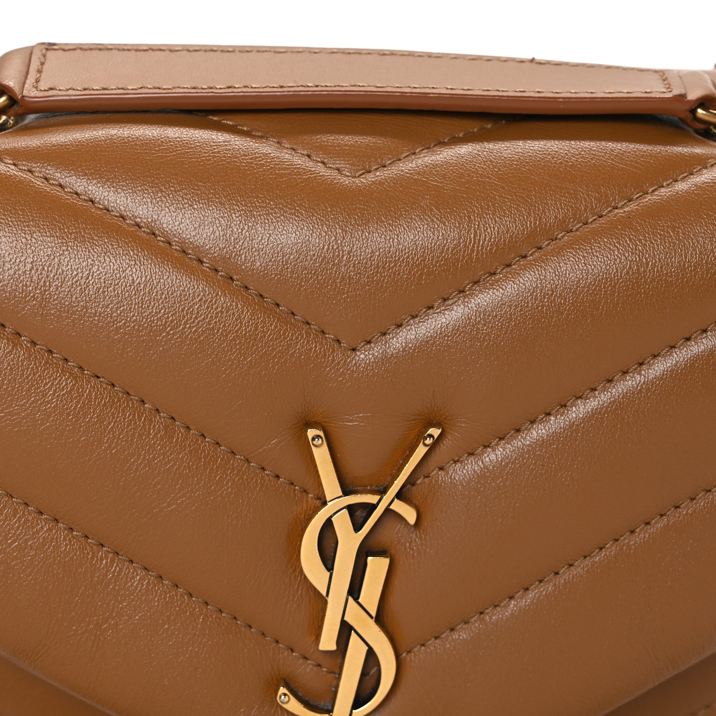 Calfskin Y Quilted Monogram Small Loulou Chain Satchel Dark Natural
