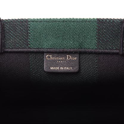 Christian Dior Canvas Embroidered Checkered Book Tote Black Green 6 of 12