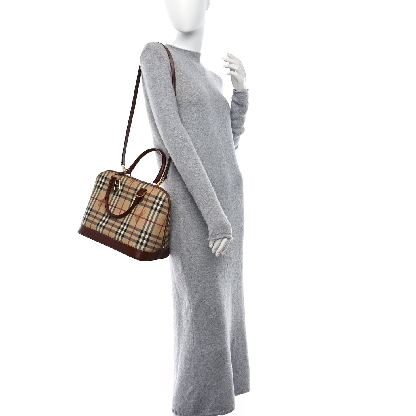 Haymarket Check Top Handle Crossbody Brown