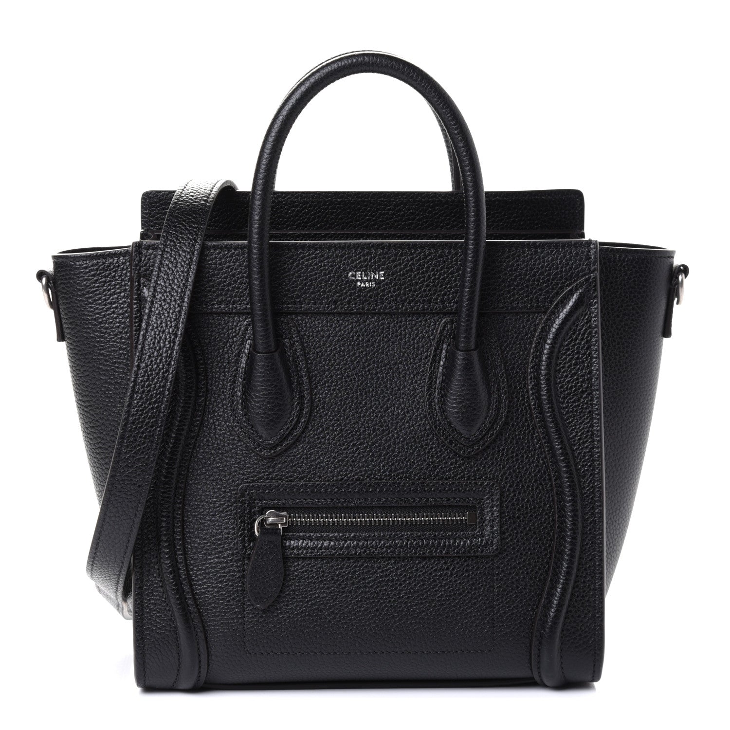Celine Drummed Calfskin Nano Luggage Black 1 of 5