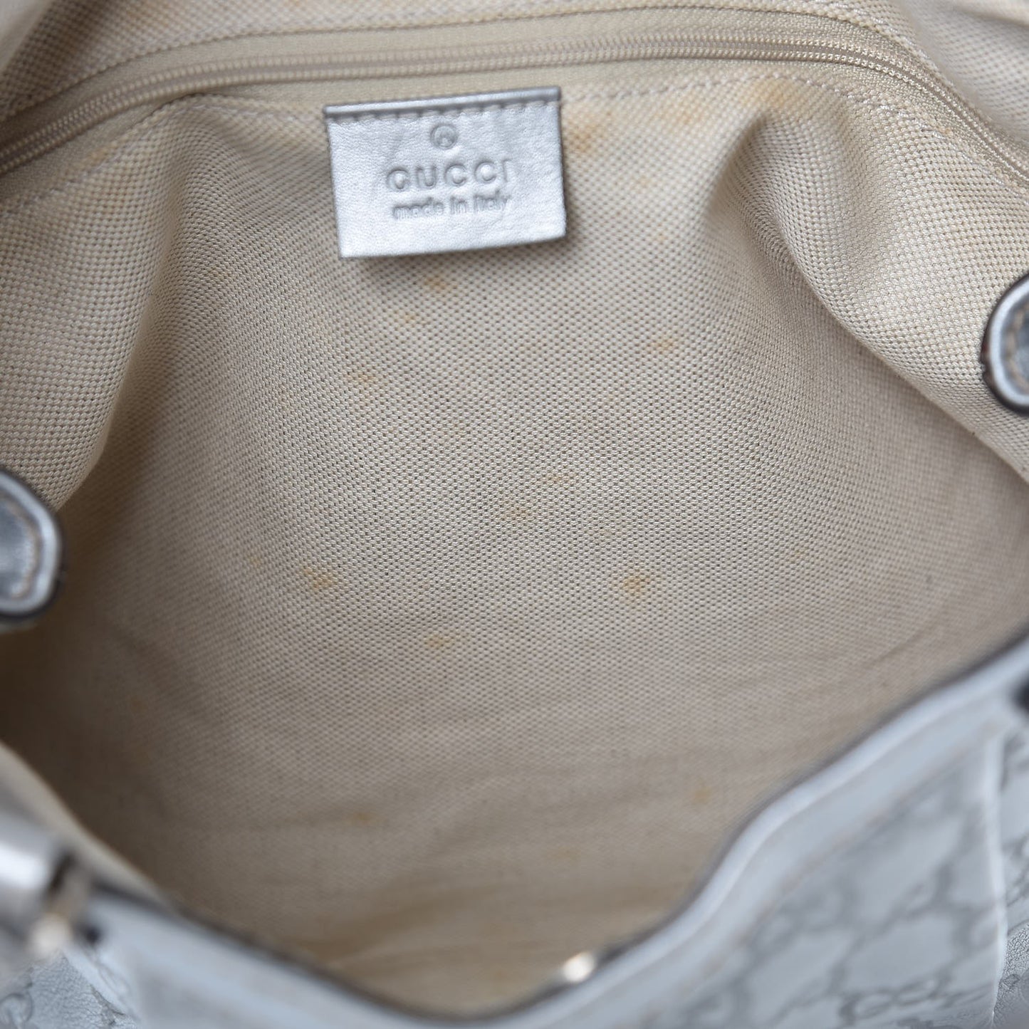 Guccissima Medium Sukey Tote Silver
