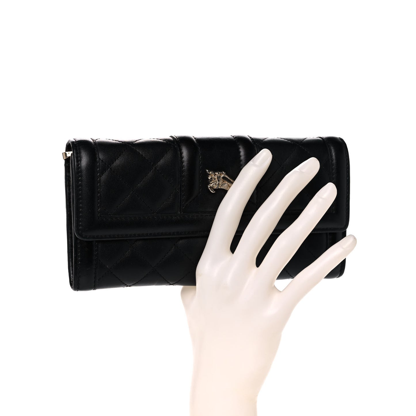Calfskin Quilted Continental Wallet Black