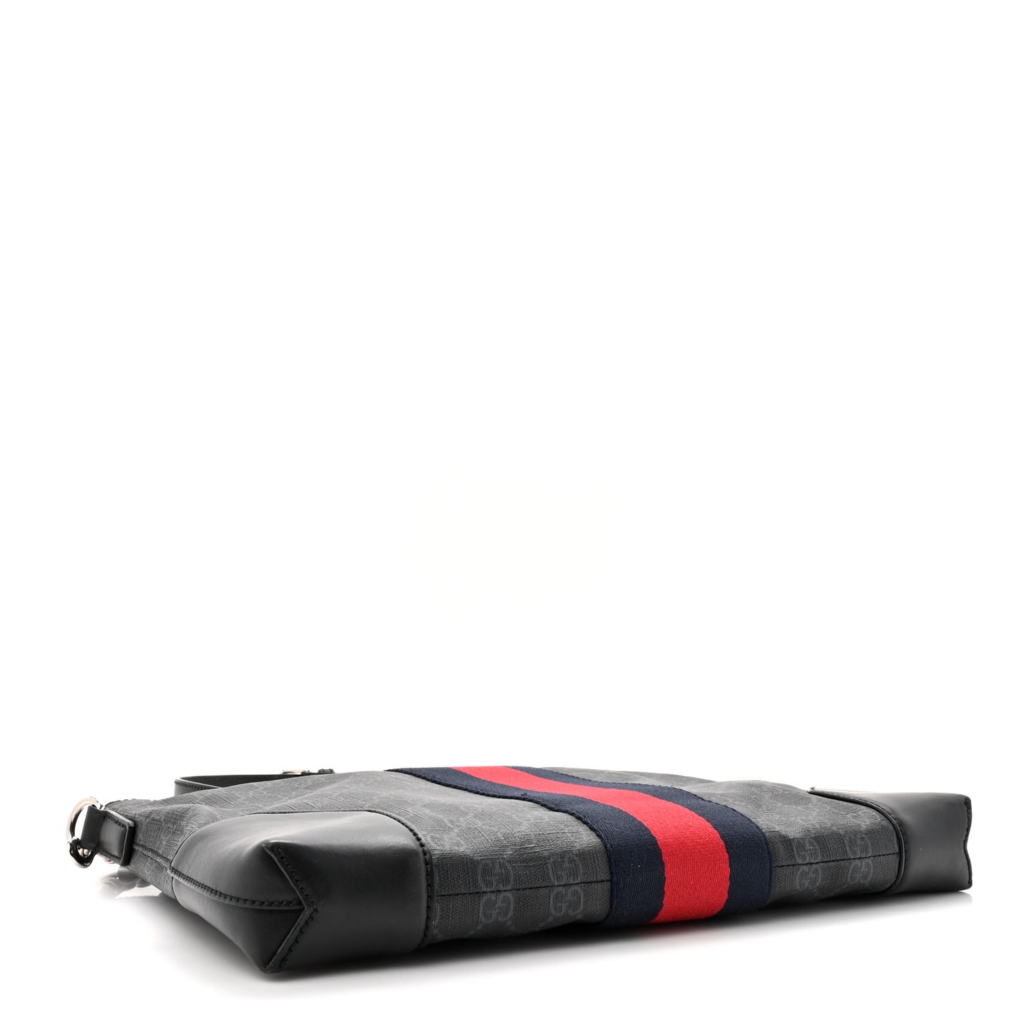Soft GG Supreme Monogram Appia Calfskin Web East West Messenger Bag Black Grey