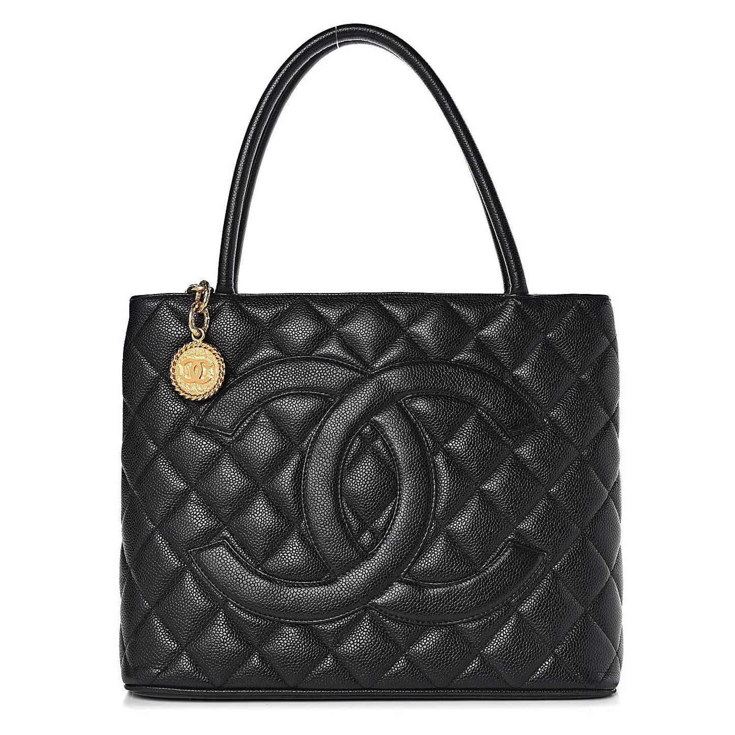 Caviar Quilted Medallion Tote Black
