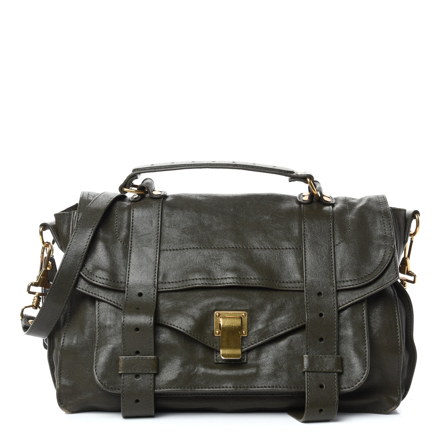 Lambskin Medium PS1 Satchel Dark Olive