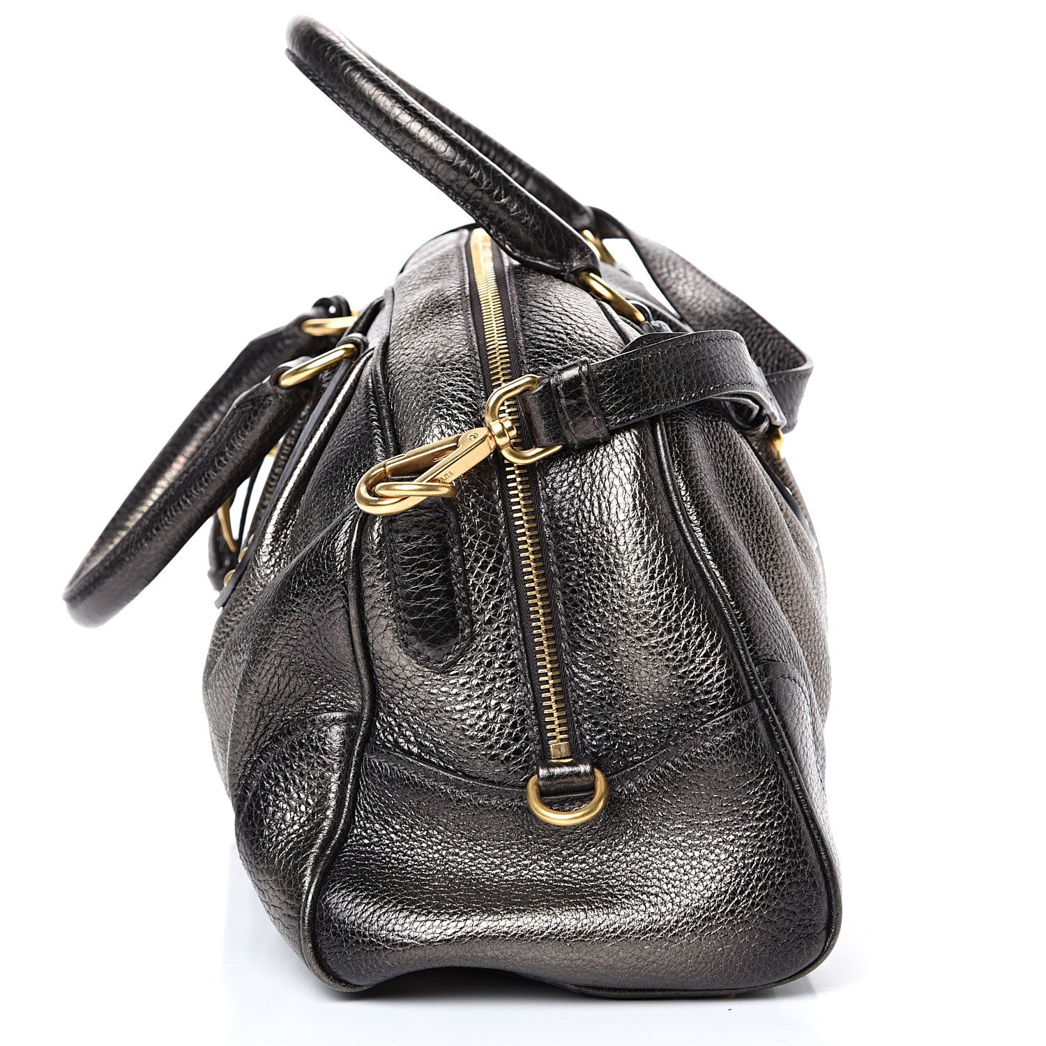 Prada Metallic Vitello Daino Shoulder Bag Piombo 12 of 14