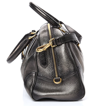 Prada Metallic Vitello Daino Shoulder Bag Piombo 12 of 14
