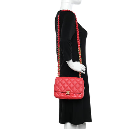 Chanel Lambskin Quilted Small Lacquered Chain Flap Red 2 of 10