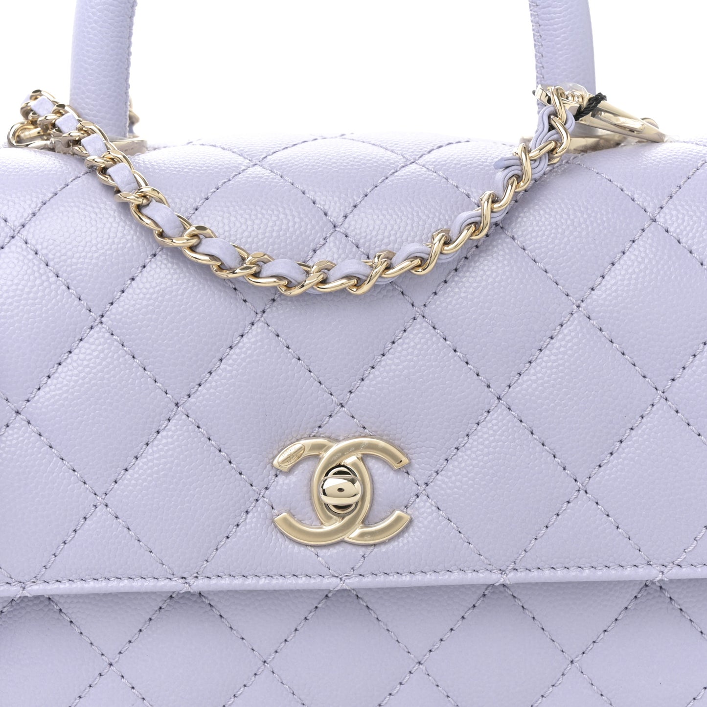 Caviar Quilted Mini Coco Handle Flap Light Purple