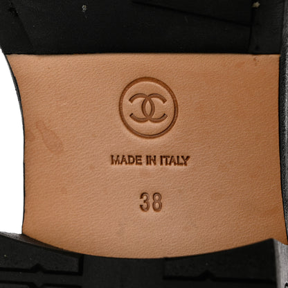 Chanel Calfskin Quilted Lace Up Combat Boots 38 Black 8 of 9