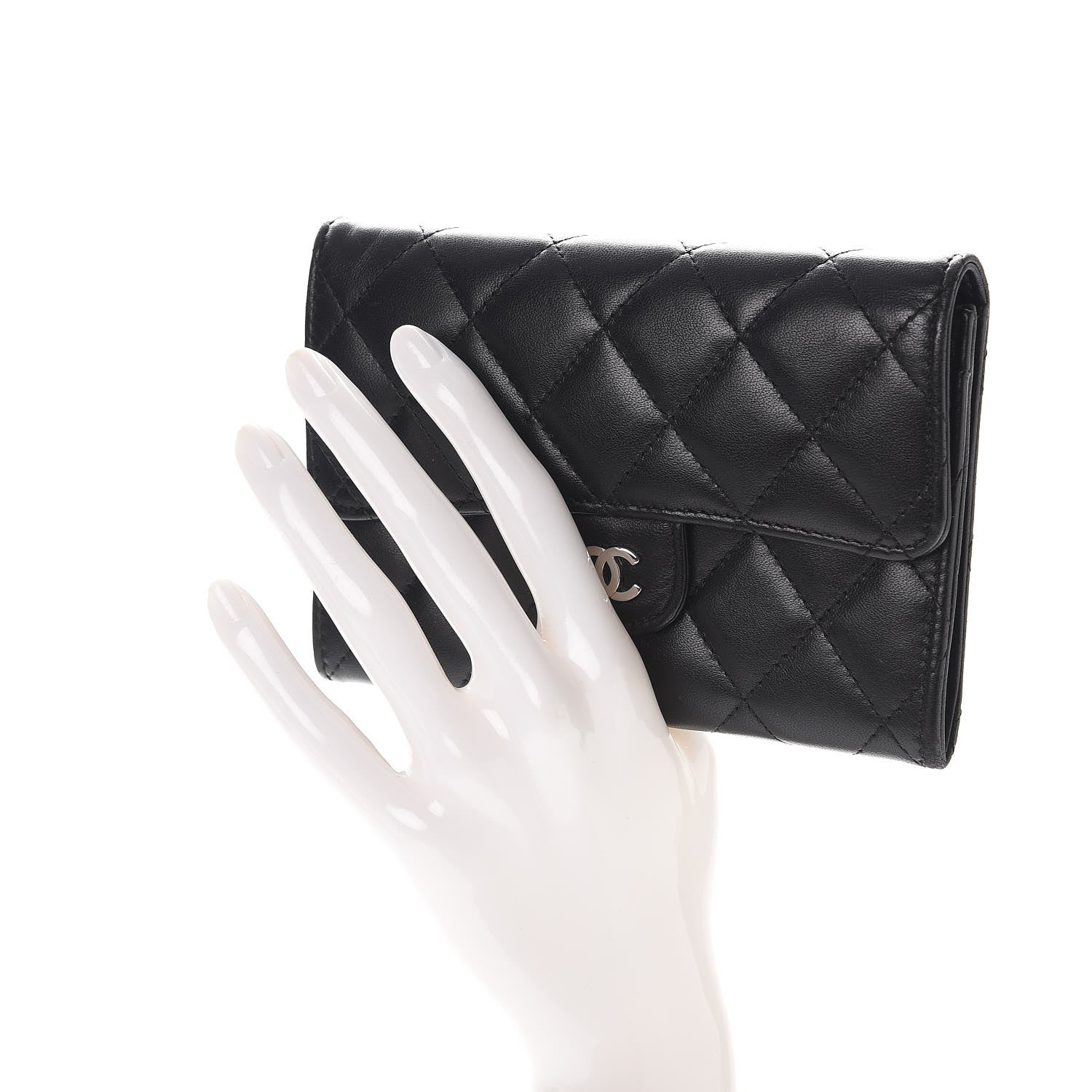Chanel Lambskin Quilted Small Flap Wallet Black 2 of 9