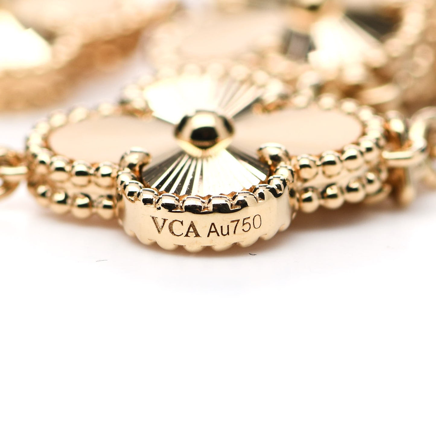 18K Yellow Gold 5 Motifs Guilloche Vintage Alhambra Bracelet