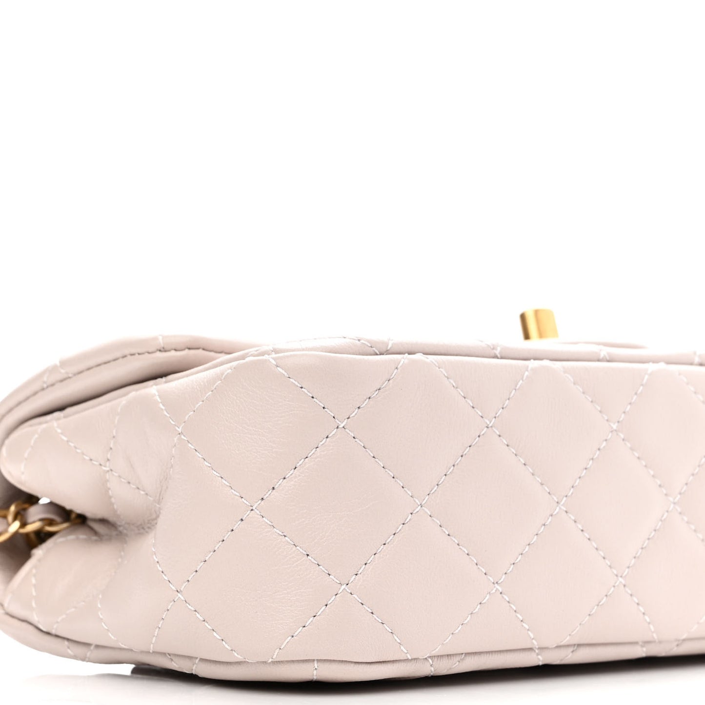 Lambskin Quilted Mini Rectangular Pearl Crush Flap Light Purple