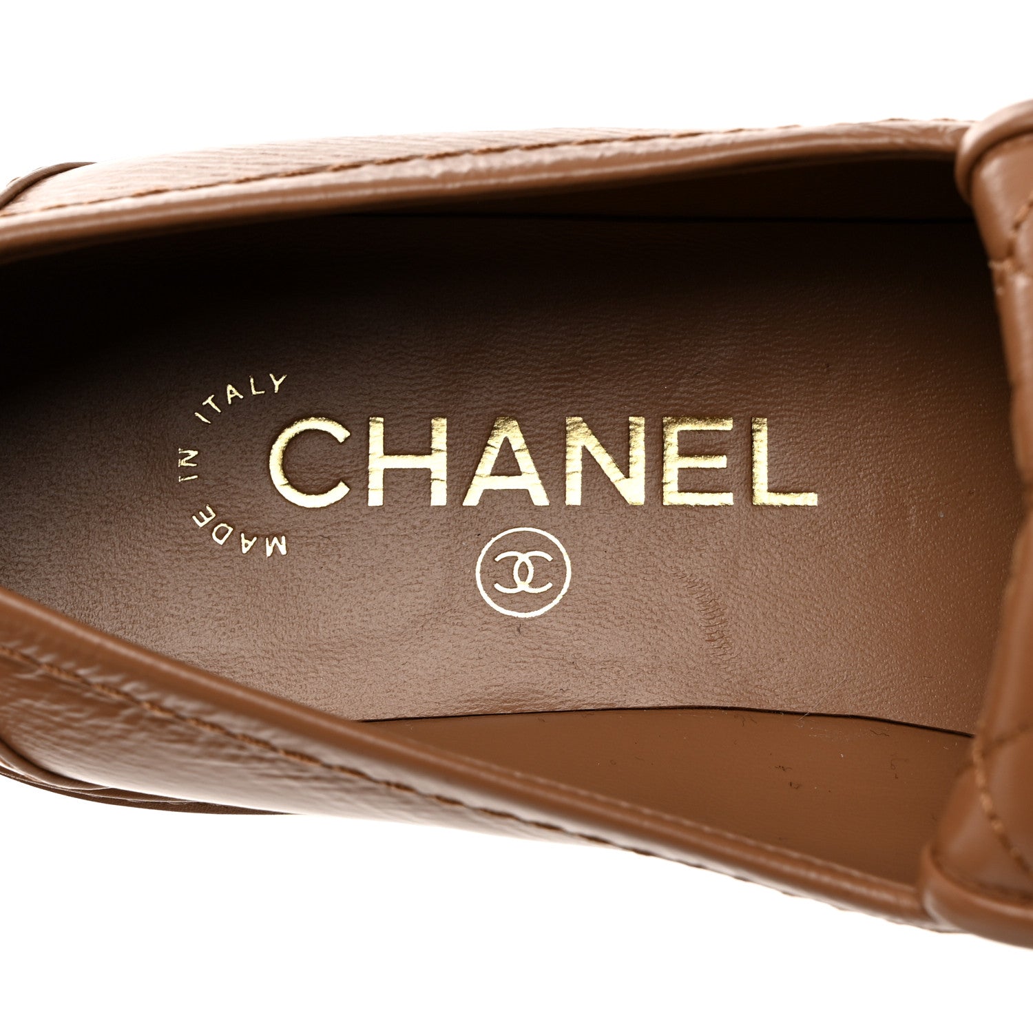 Chanel Lambskin Quilted CC Turnlock Moccasins 37.5 Dark Beige 6 of 10
