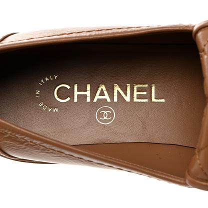 Chanel Lambskin Quilted CC Turnlock Moccasins 37.5 Dark Beige 6 of 10