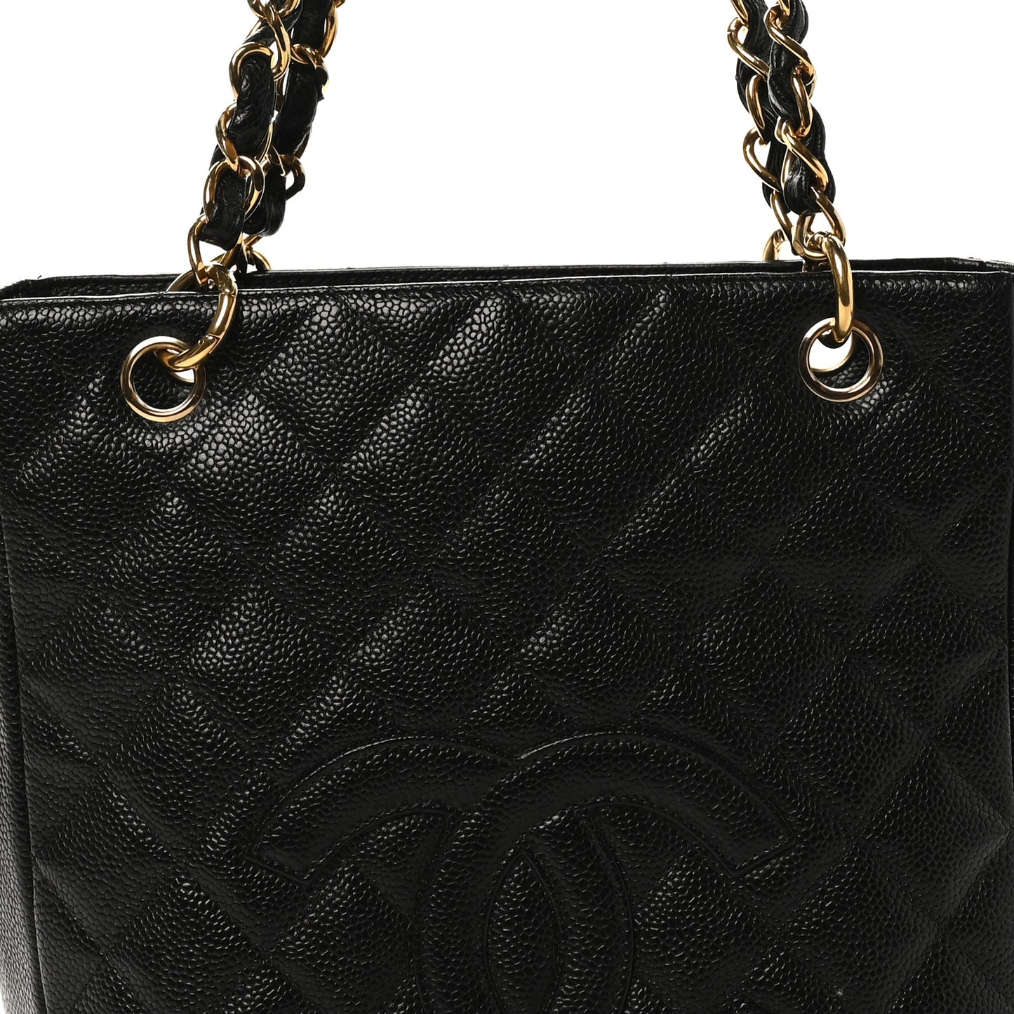Caviar Quilted Petit Shopping Tote PST Black