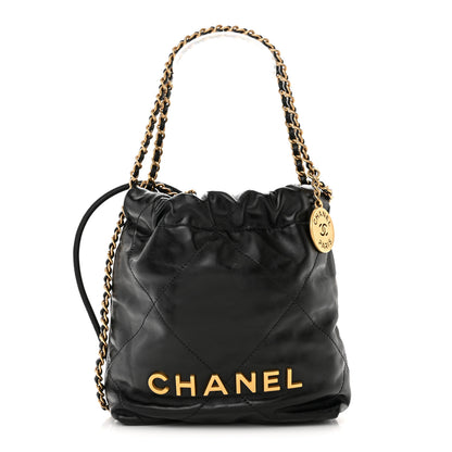Chanel Shiny Calfskin Quilted Mini Chanel 22 Black 1 of 11