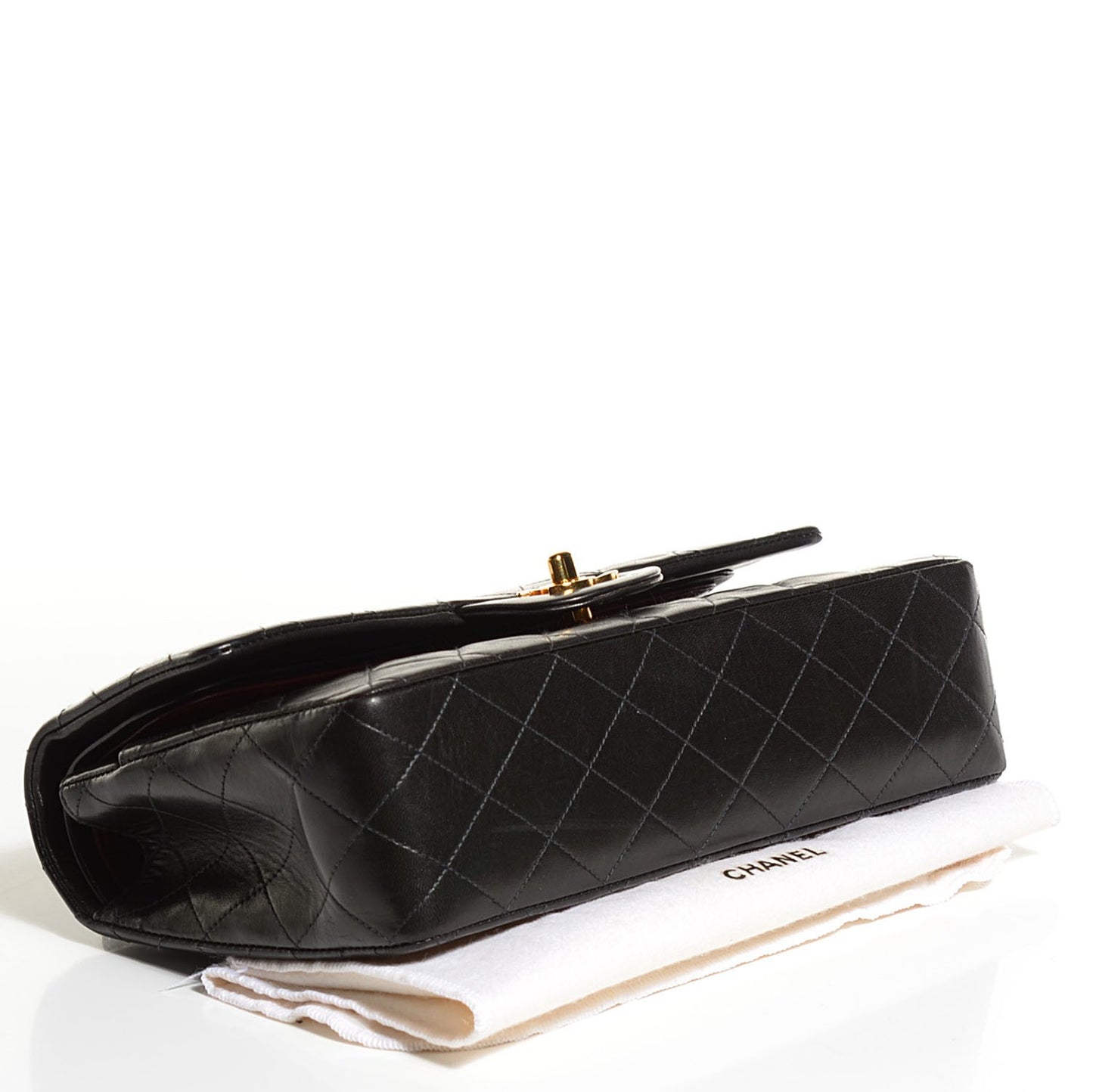 Lambskin Quilted Medium Double Flap Black