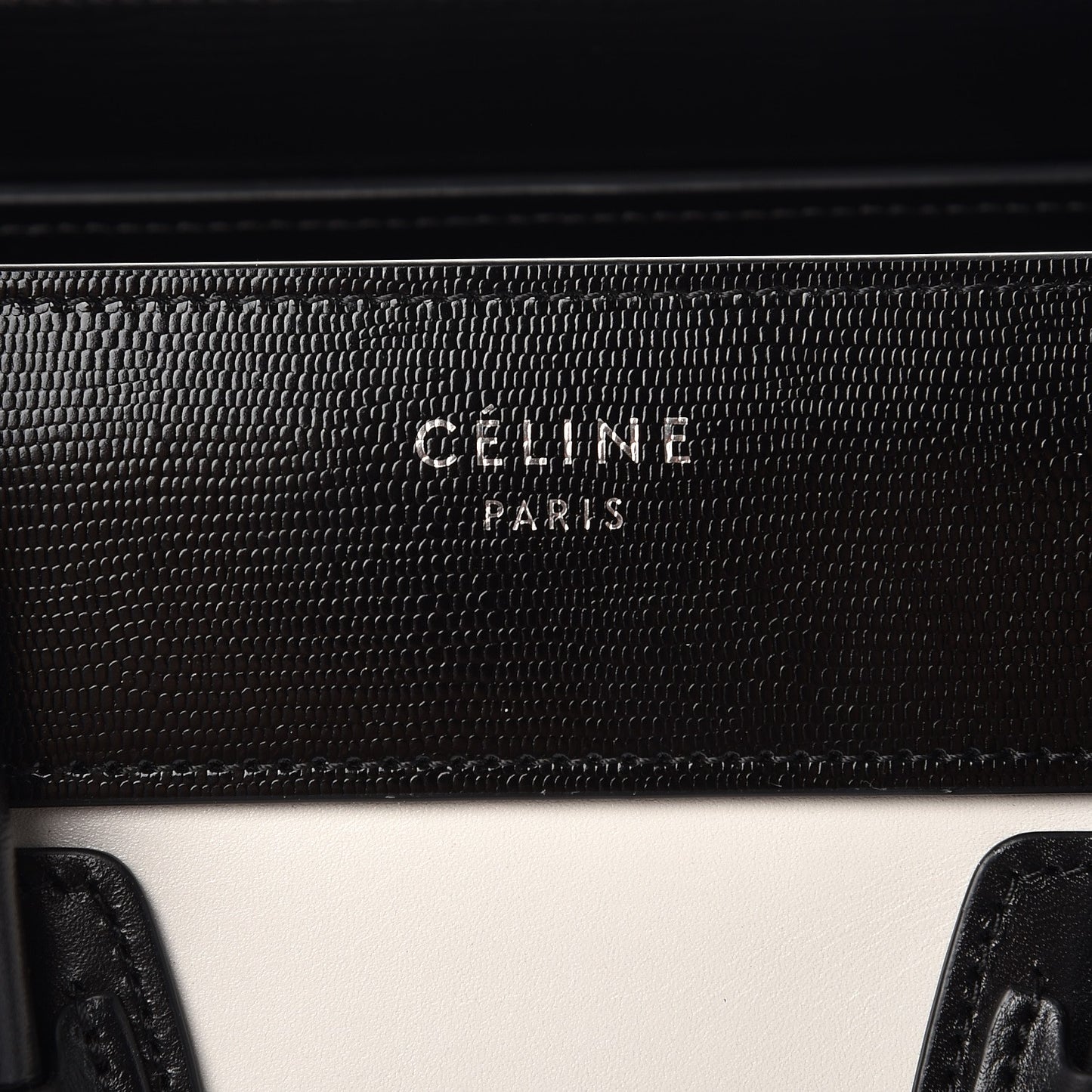 Sleek Calfskin Micro Bi-Color Luggage Black White