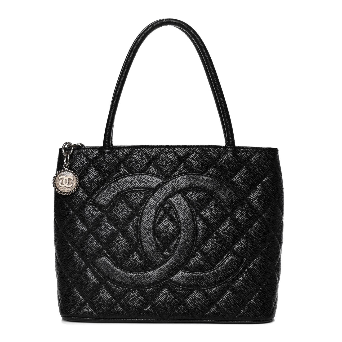 Caviar Quilted Medallion Tote Black
