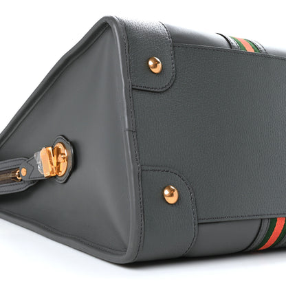 Gucci Koi Calfskin Web XL Bauletto Duffle Top Handle Bag Grey 9 of 10