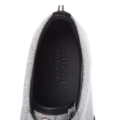 Gucci Glitter Fabric Studded Web Mens Sneakers 8.5 Silver 6 of 10