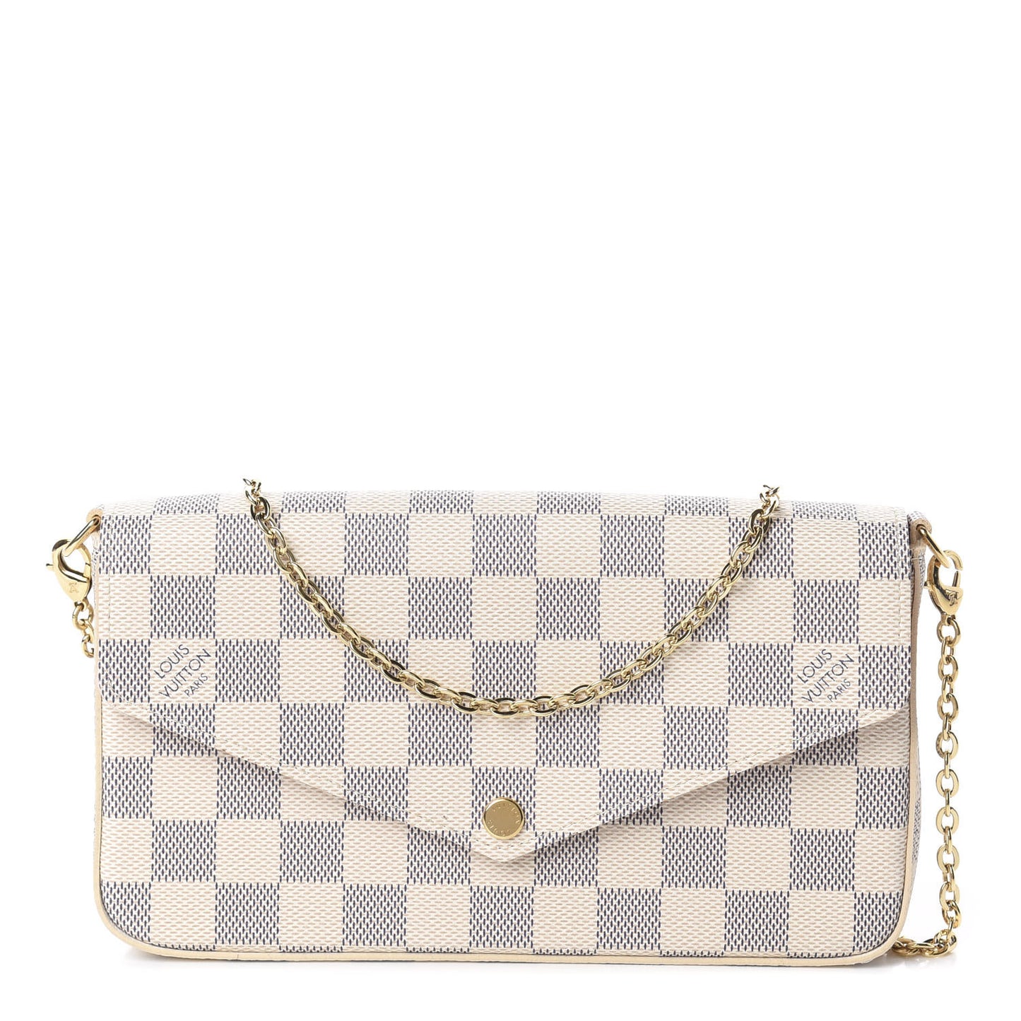 Damier Azur Pochette Felicie Chain Wallet Rose Ballerine