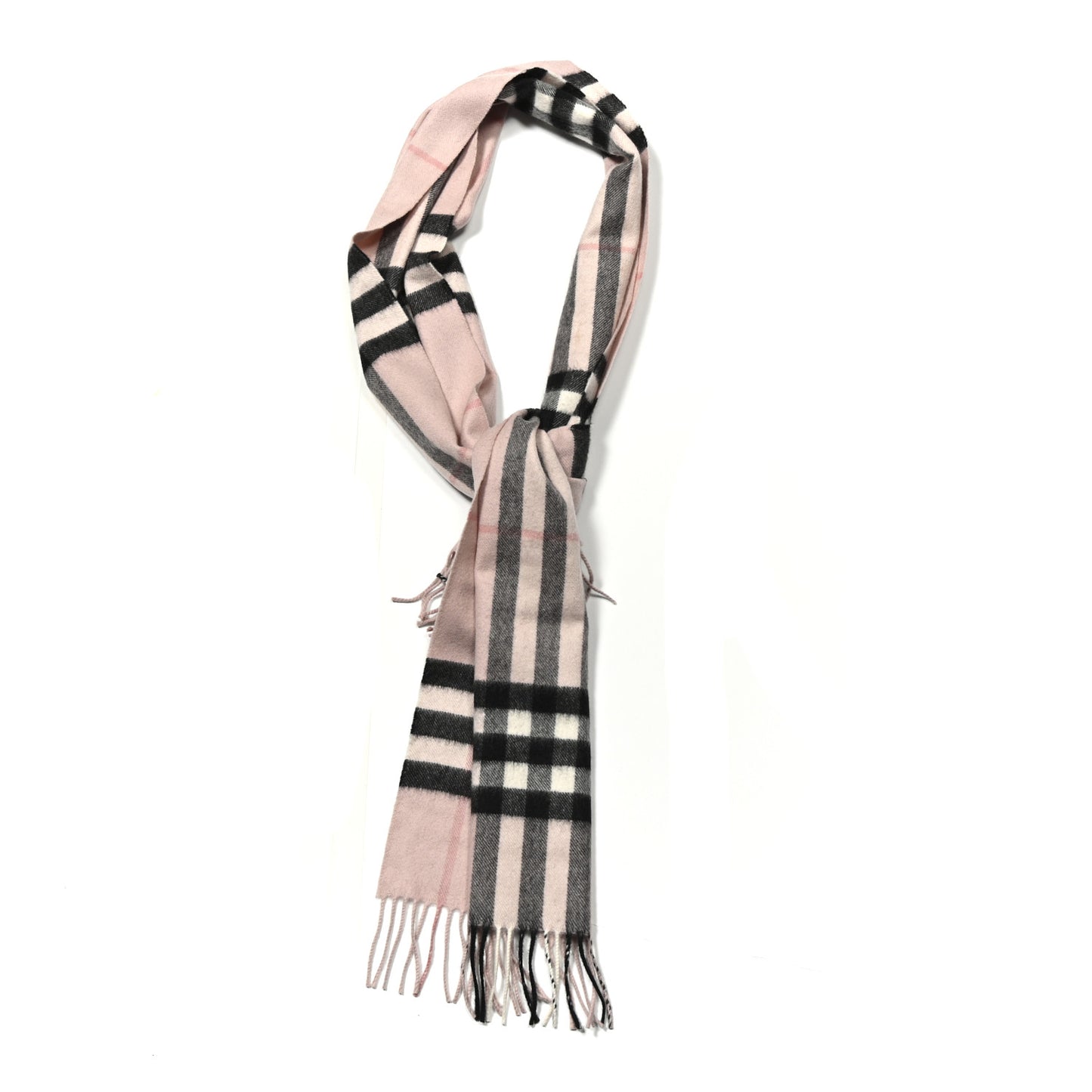 Cashmere Giant Heritage Check Fringe Scarf Ash Rose