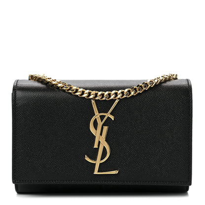 Saint Laurent Grain De Poudre Small Monogram Kate Satchel Black 1 of 14