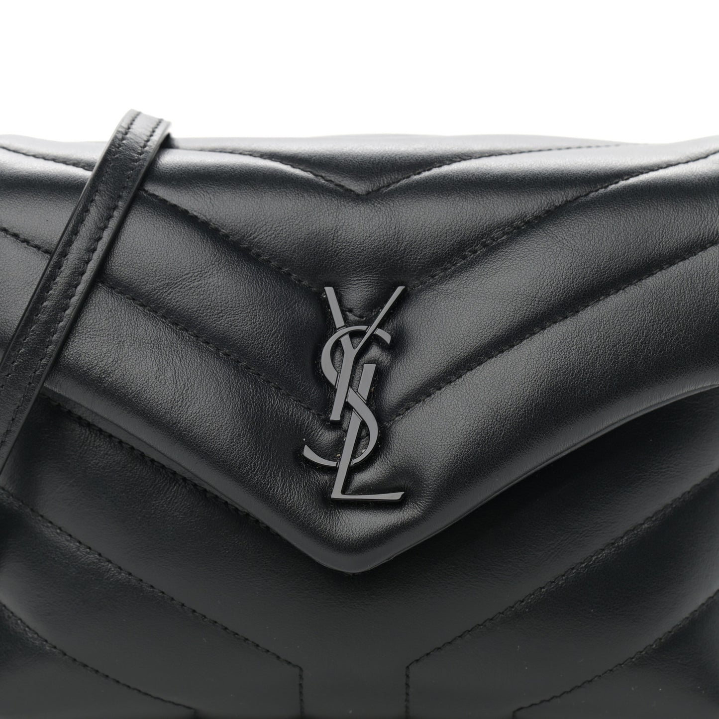 Calfskin Y Quilted Monogram Toy Loulou Crossbody Bag Black