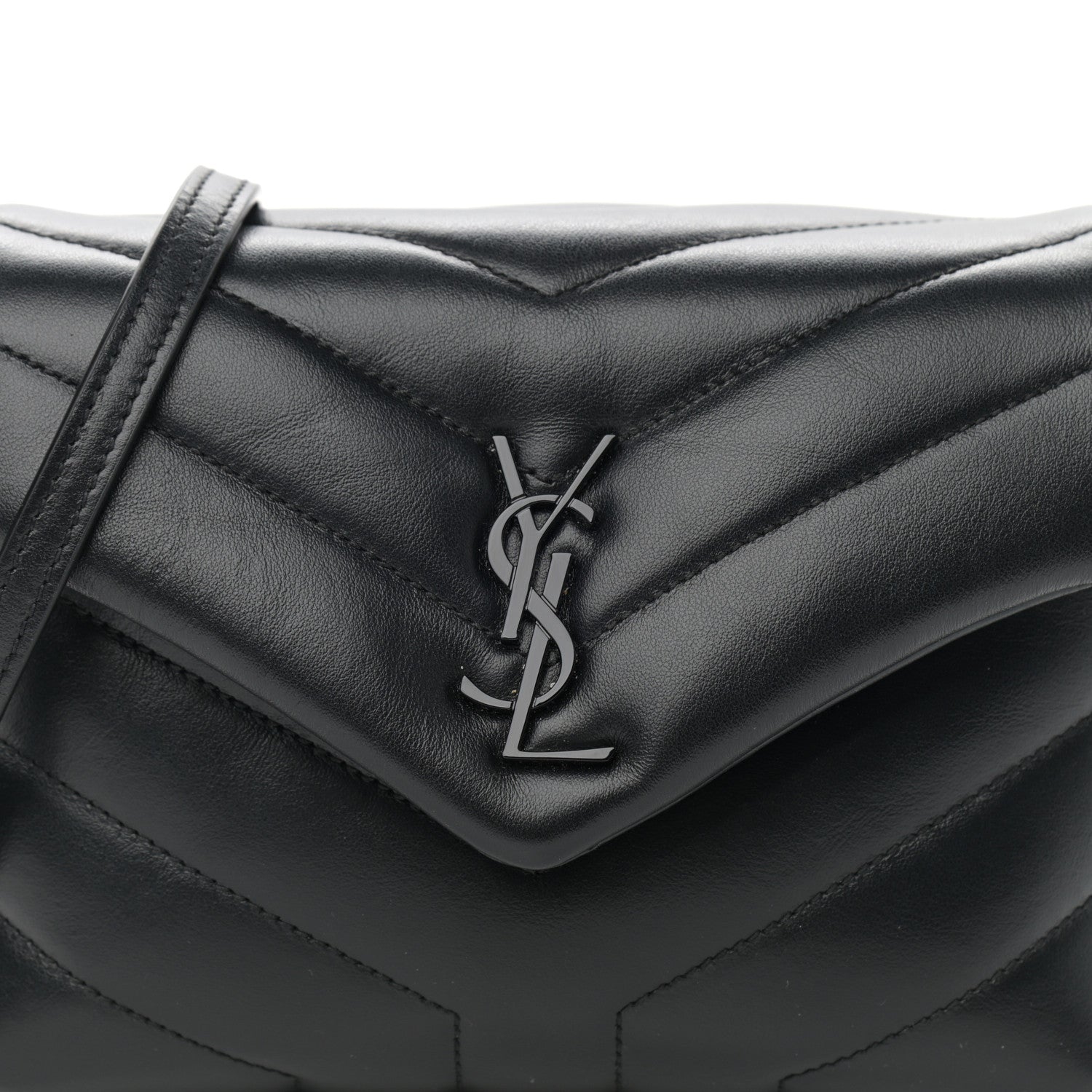 Saint Laurent Calfskin Y Quilted Monogram Toy Loulou Crossbody Bag Black 9 of 12