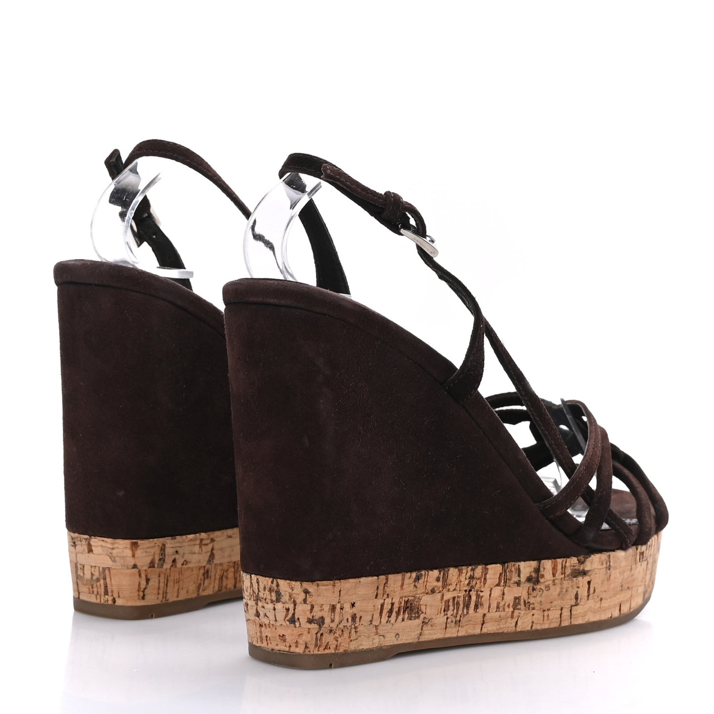 Suede Cork Wedge Sandals 36.5 Brown