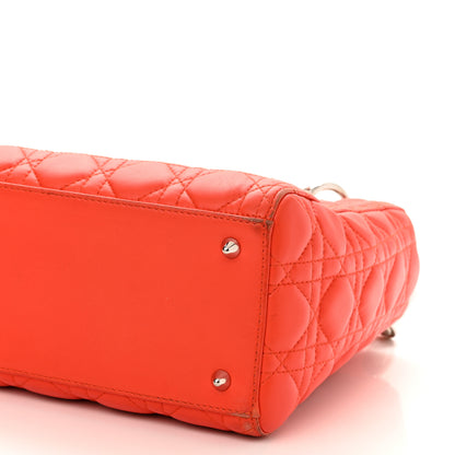 Christian Dior Lambskin Cannage Medium Lady Dior Coral 10 of 18
