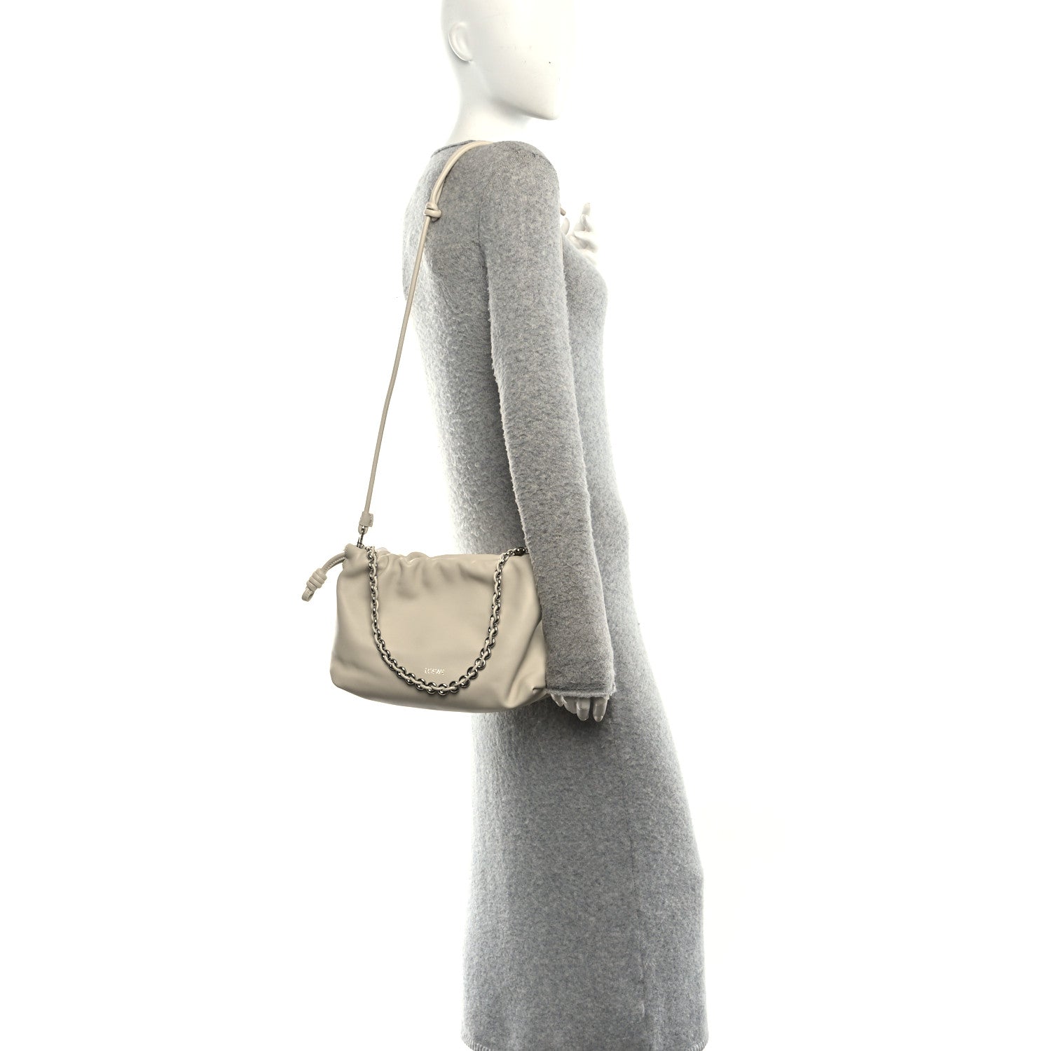 Loewe Mellow Nappa Medium Donut Chain Flamenco Knot Clutch Sea Salt 2 of 11