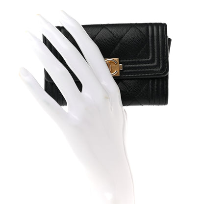 Chanel Caviar Quilted Boy Flap Card Holder Black 2 of 9