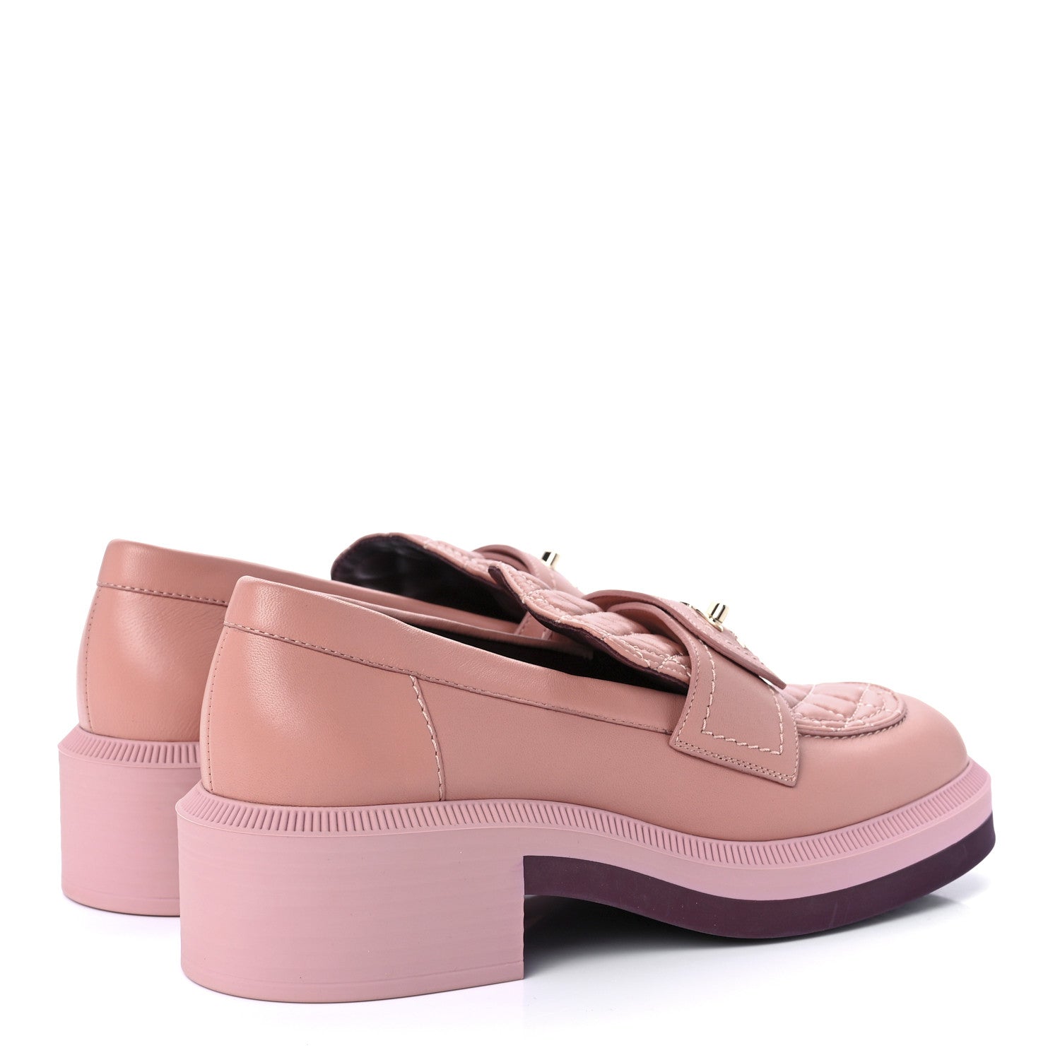 Chanel Lambskin Quilted CC Turnlock Loafers 37 Dark Pink 4 of 12