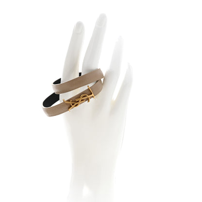 Saint Laurent Calfskin Opyum Double Wrap Bracelet M Dark Beige 2 of 5
