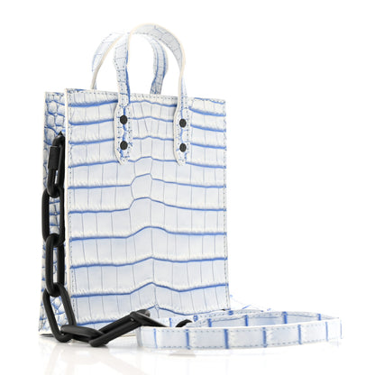 Louis Vuitton Crocodile Niloticus Sac Plat XS Mat Meringue White Blue 3 of 11