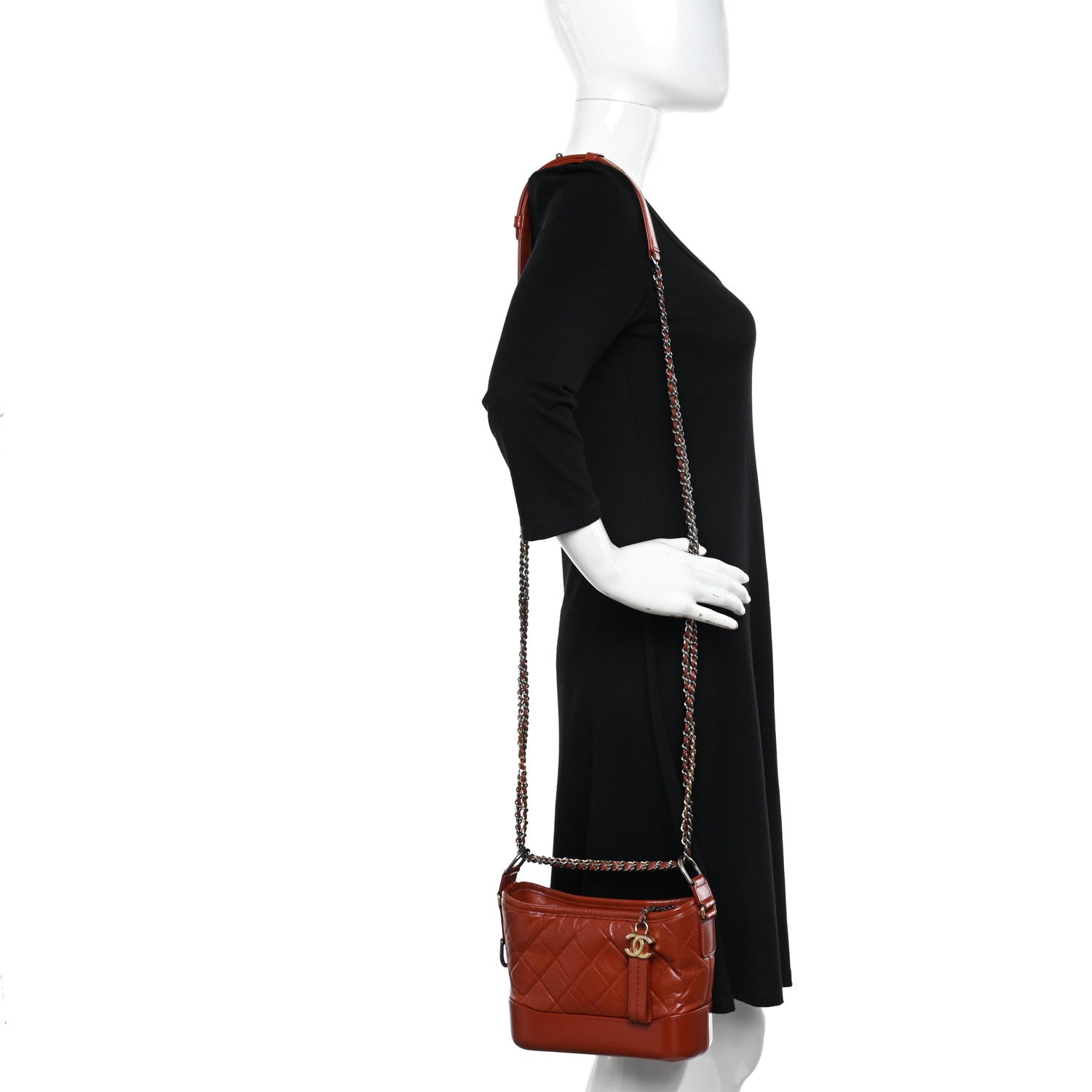 Chanel Aged Calfskin Quilted Small Gabrielle Hobo Red 2 of 11